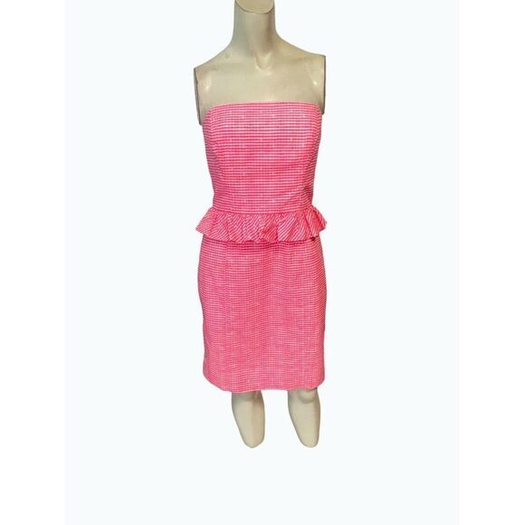 Lilly Pulitzer Fiesta Pink Pretty GignhamâLowe Dress 2 - Picture 3 of 7